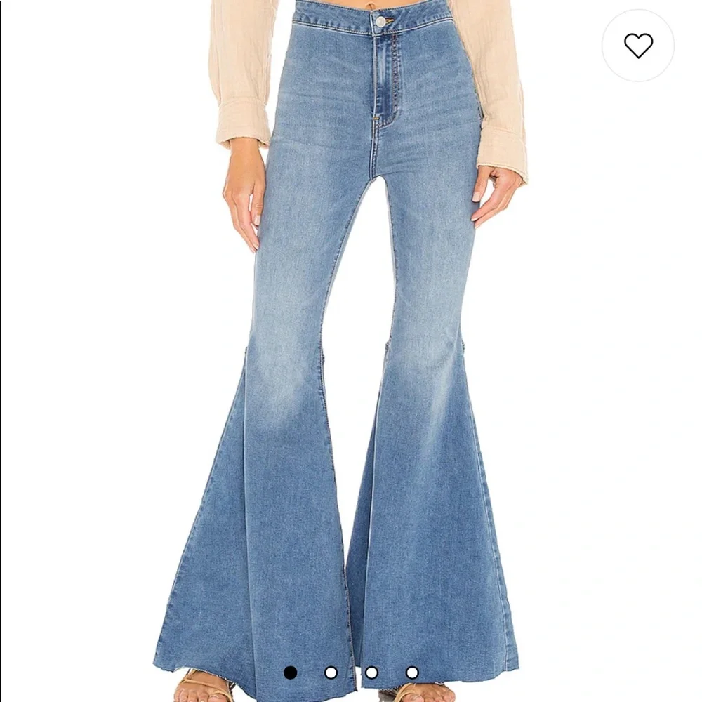 FREE PEOPLE Just Float On Wide Leg Denim Pant Jeans 26β Light Blue $78 EUC - Picture 1 of 16